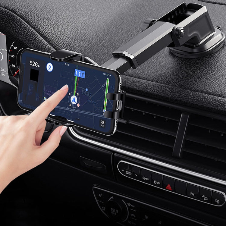 Carbon Fiber Automotive Phone Holder Car Navigation Bracket Telescopic Model, Air Outlet, Suction Stent, 2 In 1