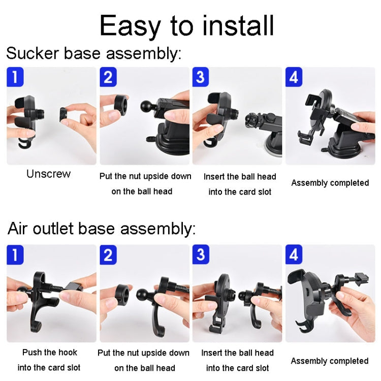 Carbon Fiber Automotive Phone Holder Car Navigation Bracket Telescopic Model, Air Outlet, Suction Stent, 2 In 1