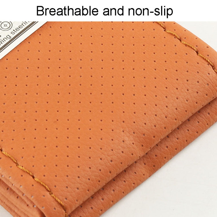 Hand-Sewn Microfiber Non-Slip Steering Wheel Cover Universal Turning Grip Sleeve, 38cm