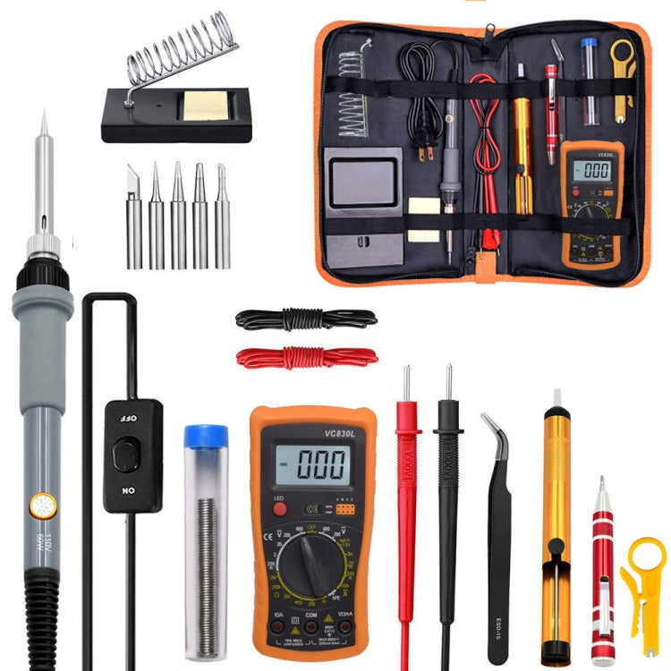 19 in 1 60W Adjustable Temperature Soldering Iron Multimeter Tool Set, Gray EU Plug, Gray US Plug, Blue EU Plug, Blue US Plug