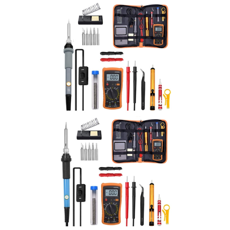 19 in 1 60W Adjustable Temperature Soldering Iron Multimeter Tool Set, Gray EU Plug, Gray US Plug, Blue EU Plug, Blue US Plug