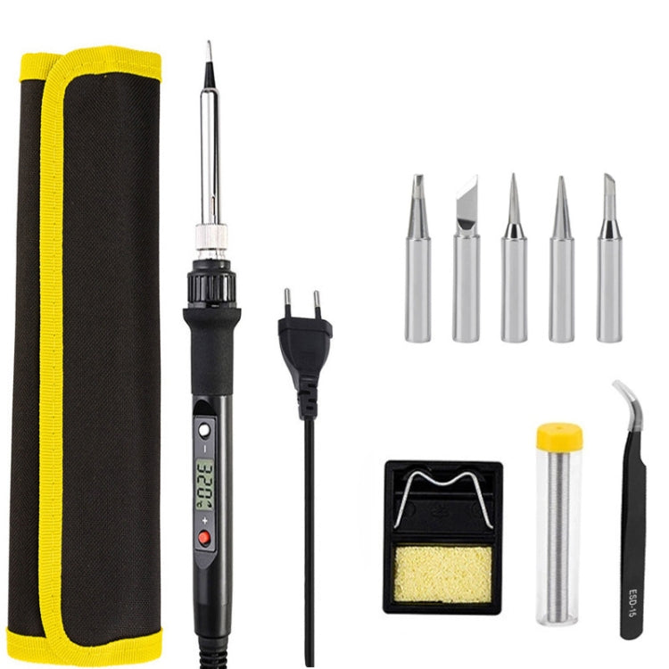 10pcs/ Set 80W Internal Heating Welding Digital Display Soldering Iron Temperature Adjustment Set, Black EU Plug, Black US Plug, Red EU Plug, Red US Plug
