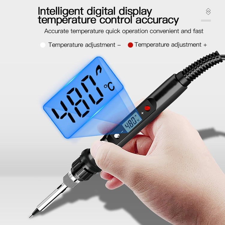 10pcs/ Set 80W Internal Heating Welding Digital Display Soldering Iron Temperature Adjustment Set, Black EU Plug, Black US Plug, Red EU Plug, Red US Plug