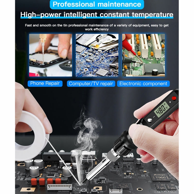 10pcs/ Set 80W Internal Heating Welding Digital Display Soldering Iron Temperature Adjustment Set, Black EU Plug, Black US Plug, Red EU Plug, Red US Plug