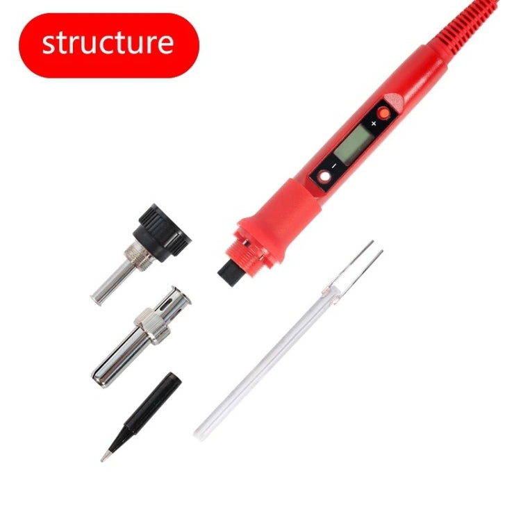 10pcs/ Set 80W Internal Heating Welding Digital Display Soldering Iron Temperature Adjustment Set, Black EU Plug, Black US Plug, Red EU Plug, Red US Plug