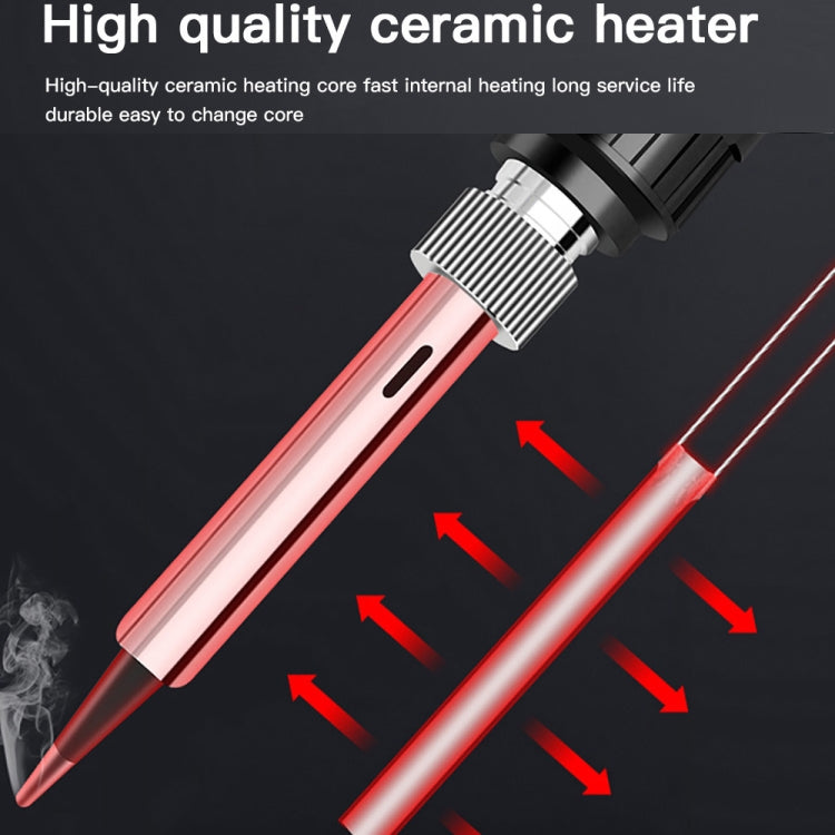 10pcs/ Set 80W Internal Heating Welding Digital Display Soldering Iron Temperature Adjustment Set, Black EU Plug, Black US Plug, Red EU Plug, Red US Plug