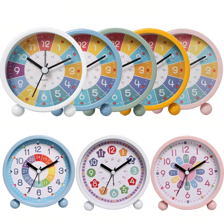 Children Educational Alarm Clock Desktop Mute Small Clock With Night Light, Yellow, Blue, Pink, White B, Blue B, Pink B