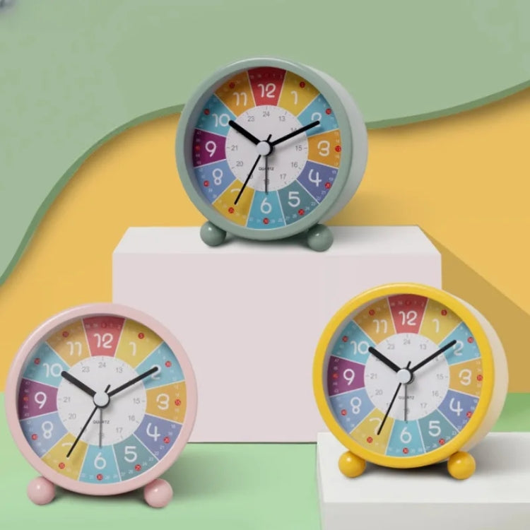 Children Educational Alarm Clock Desktop Mute Small Clock With Night Light, Yellow, Blue, Pink, White B, Blue B, Pink B