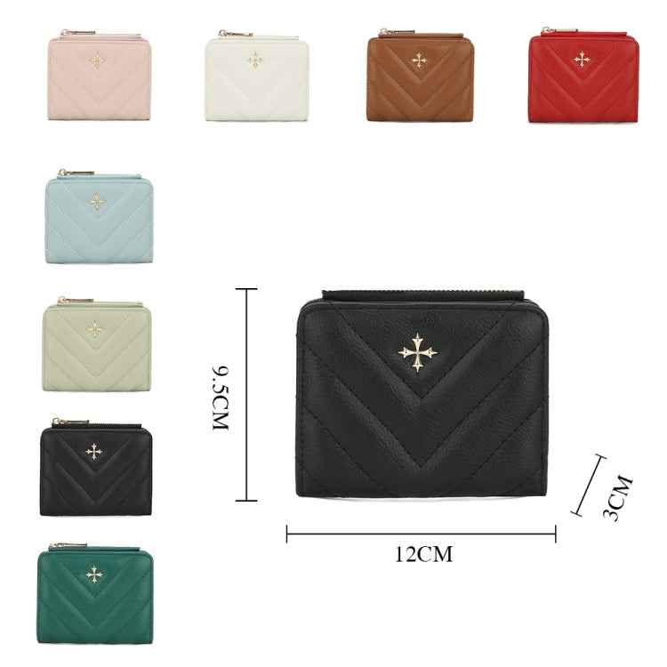 Baellerry N2401 PU Leather Short Wallet with Multiple Card Slots Cross Flower Zipper Coin Purse