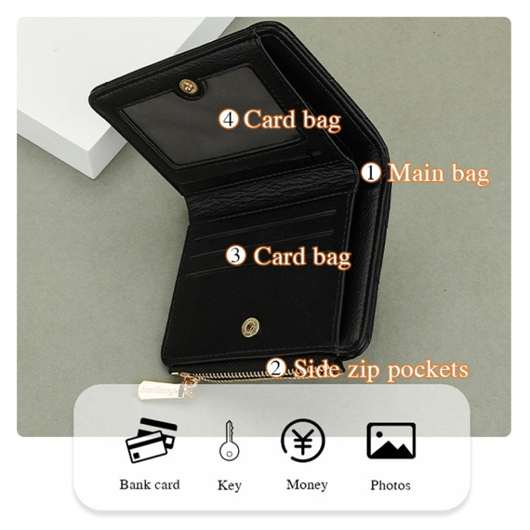 Baellerry N2401 PU Leather Short Wallet with Multiple Card Slots Cross Flower Zipper Coin Purse