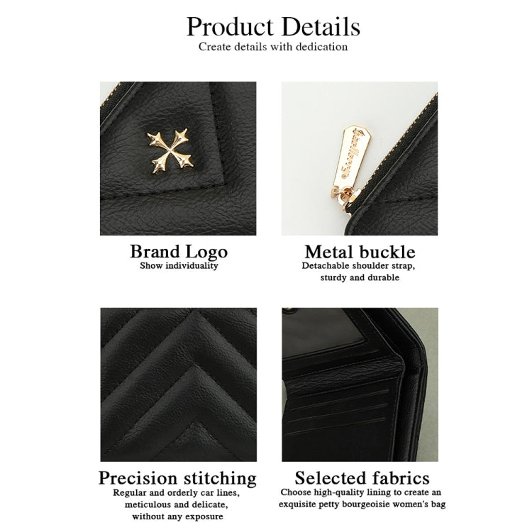 Baellerry N2401 PU Leather Short Wallet with Multiple Card Slots Cross Flower Zipper Coin Purse