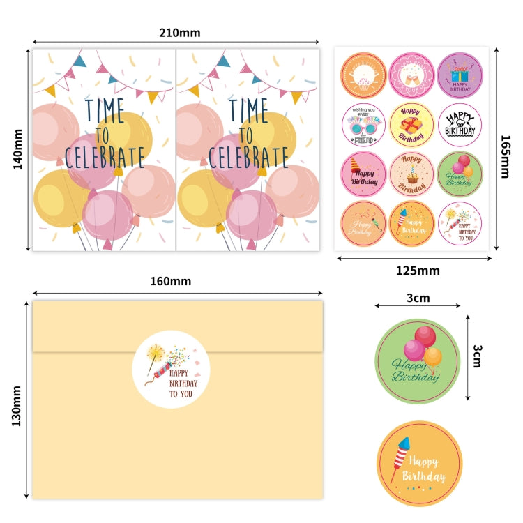 24pcs /Set Happy Birthday Greeting Card With Envelopes And Stickers Set, 24pcs /Set