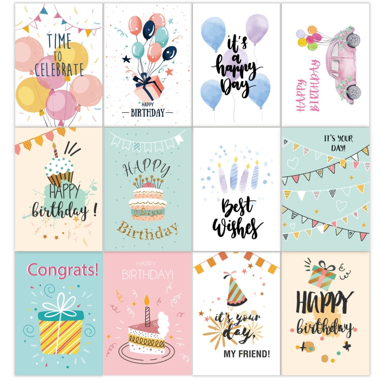 24pcs /Set Happy Birthday Greeting Card With Envelopes And Stickers Set, 24pcs /Set