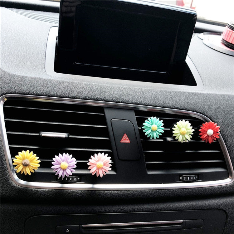 Colorful Resin Daisy Car Air Vent Aromatherapy Decorative Clip, White, Yellow, Red, Blue