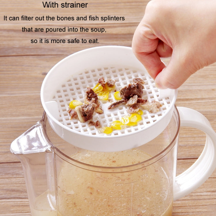 Kitchen Grease Trap Soup Kettle With Strainer Grease Separator Kettle Filter Cup, 1500ml