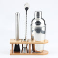 4 In 1 Stainless Steel Mixer Set With Bamboo Stand Shaker Tools, 350ml, 550ml, 750ml