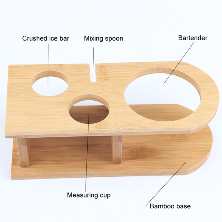 4 In 1 Stainless Steel Mixer Set With Bamboo Stand Shaker Tools, 350ml, 550ml, 750ml