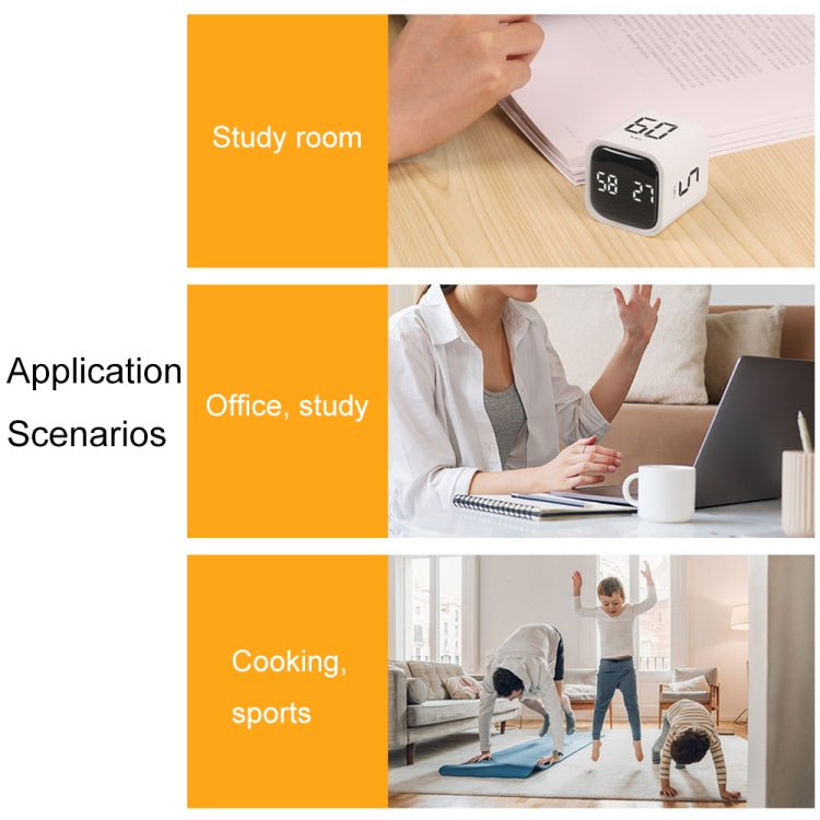 F4 Study Timer Kitchen Cooking Countdown Reminder Multifunctional Digital Alarm Clock, White, Black