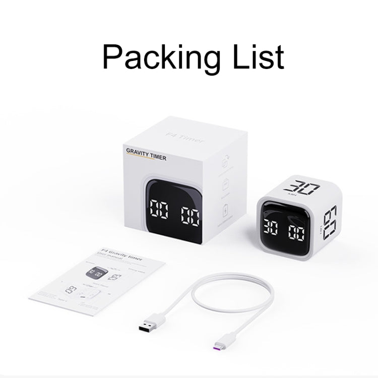 F4 Study Timer Kitchen Cooking Countdown Reminder Multifunctional Digital Alarm Clock, White, Black