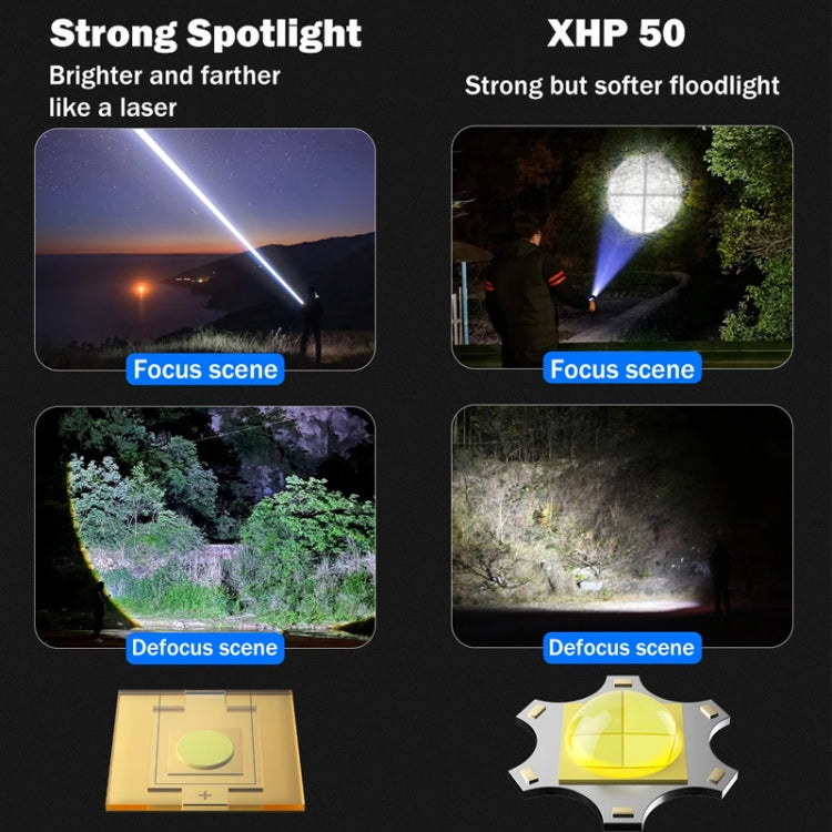 Outdoor LED Flashlight Multi-Functional Camping Lighting Flashlight Portable Rechargeable Work Lamp, X10-P50, X10