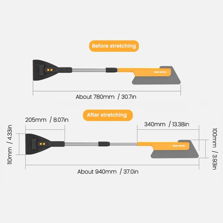 Car Multifunctional Telescopic Snow Shovel Glass Defrost De-icing Brush Winter Cleaning Tools, Ordinary