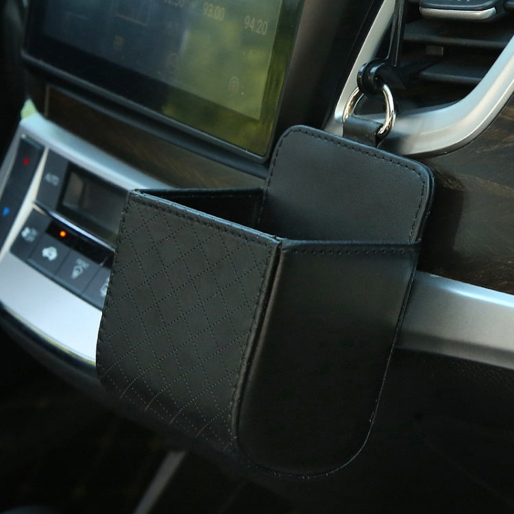 Car Air Outlet Leather Multifunctional Mobile Phone Card Hanging Storage Box, Black, Gray, Brown, Beige