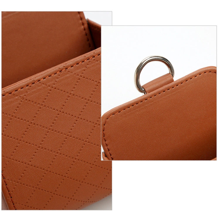 Car Air Outlet Leather Multifunctional Mobile Phone Card Hanging Storage Box, Black, Gray, Brown, Beige