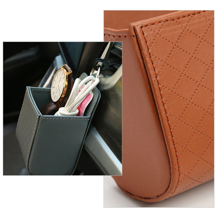 Car Air Outlet Leather Multifunctional Mobile Phone Card Hanging Storage Box, Black, Gray, Brown, Beige