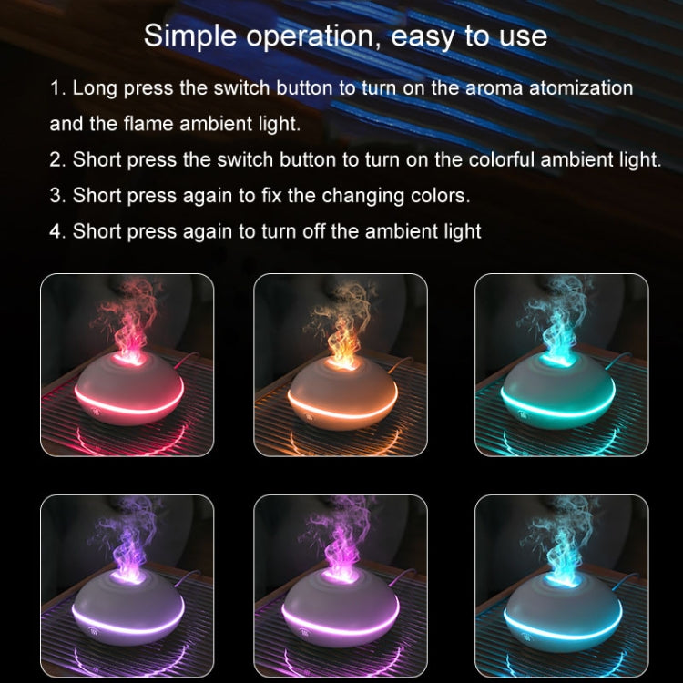 SD13 200ML Car USB Flame Aromatherapy Diffuser Home LED Night Light Silent Mist Humidifier, Black, White