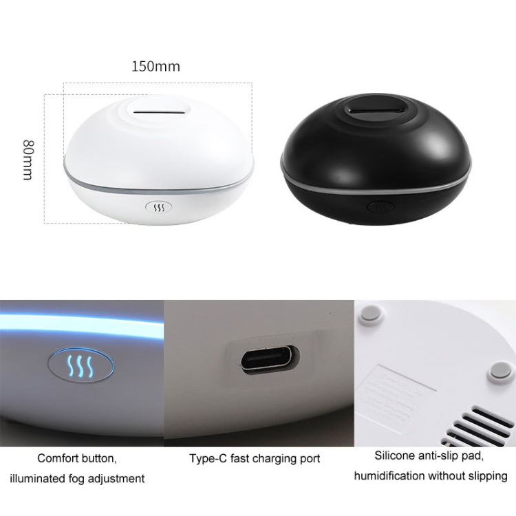SD13 200ML Car USB Flame Aromatherapy Diffuser Home LED Night Light Silent Mist Humidifier, Black, White