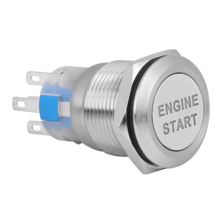 19MM Car Modification One-Button Start Switch Waterproof LED Metal Button, Silver, Black