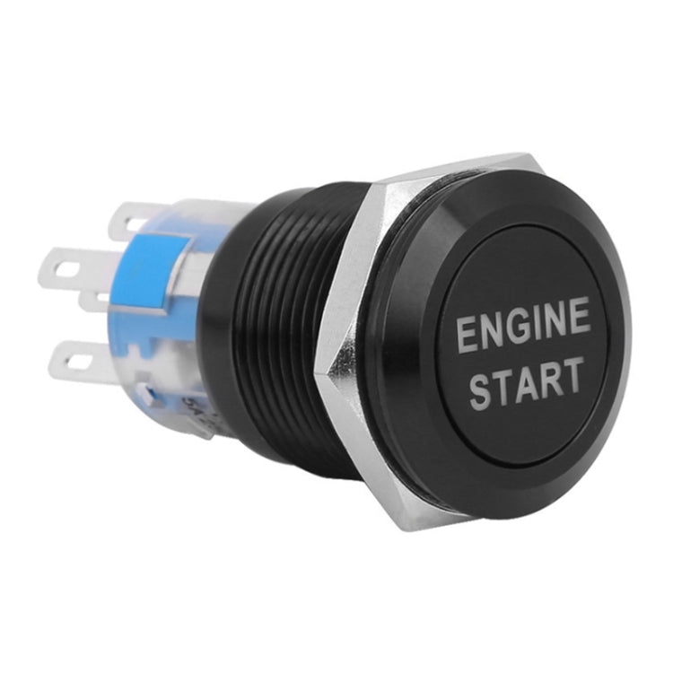 19MM Car Modification One-Button Start Switch Waterproof LED Metal Button, Silver, Black