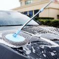 Car Chenille Curved Handle Telescopic Car Wash Soft Bristle Mop, Blue