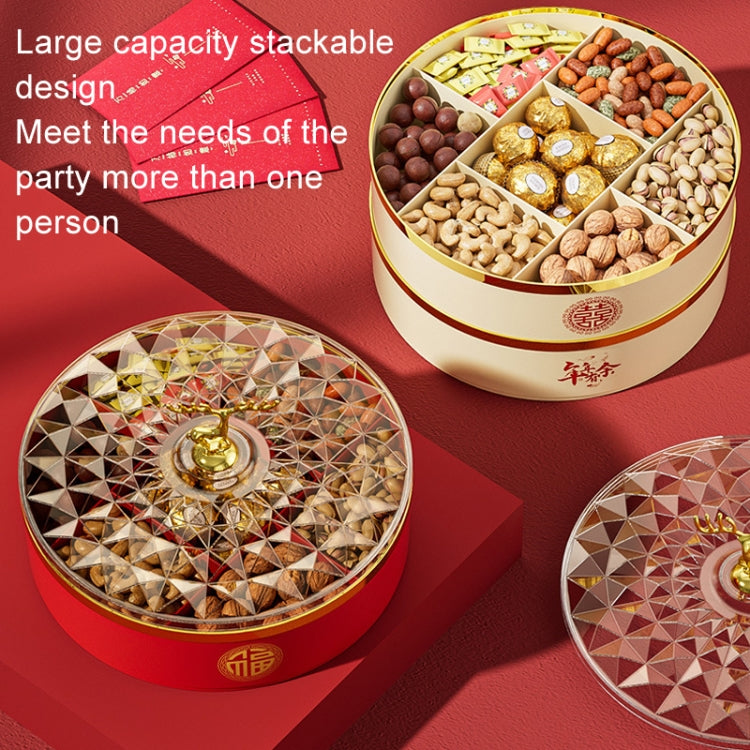 Candy Box Home Multi-Layer New Year Fruit Tray Compartmentalized Dry Fruit Box With Lid, Red 1 Layer, Ivory White 1 Layer, Red 2 Layers, Ivory White 2 Layer