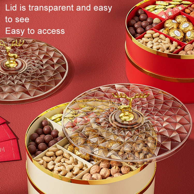 Candy Box Home Multi-Layer New Year Fruit Tray Compartmentalized Dry Fruit Box With Lid, Red 1 Layer, Ivory White 1 Layer, Red 2 Layers, Ivory White 2 Layer