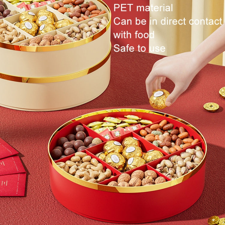 Candy Box Home Multi-Layer New Year Fruit Tray Compartmentalized Dry Fruit Box With Lid, Red 1 Layer, Ivory White 1 Layer, Red 2 Layers, Ivory White 2 Layer