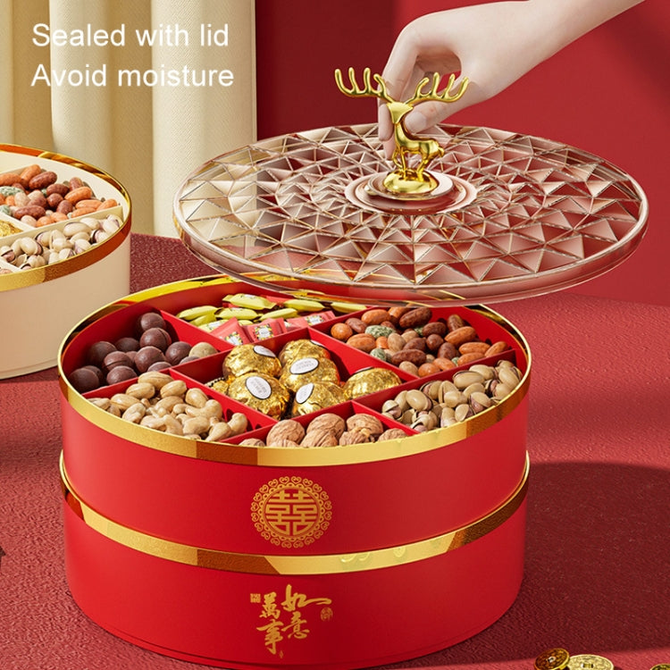 Candy Box Home Multi-Layer New Year Fruit Tray Compartmentalized Dry Fruit Box With Lid, Red 1 Layer, Ivory White 1 Layer, Red 2 Layers, Ivory White 2 Layer