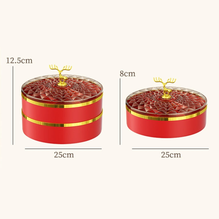 Candy Box Home Multi-Layer New Year Fruit Tray Compartmentalized Dry Fruit Box With Lid, Red 1 Layer, Ivory White 1 Layer, Red 2 Layers, Ivory White 2 Layer