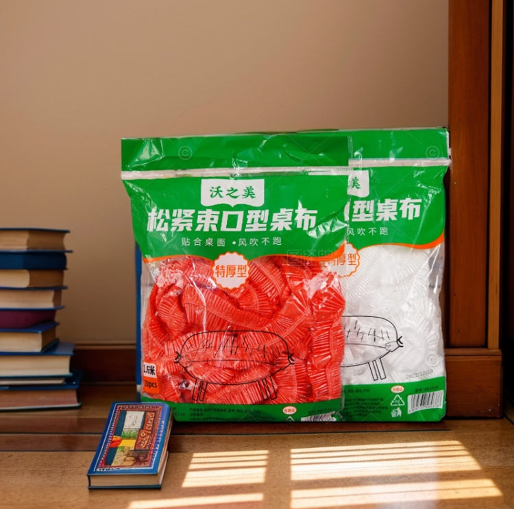 Disposable Elastic Bunching Tablecloth Household Table Thickened PE Non-Washable Waterproof Oilproof Tablecloth, 10pcs /Pack 1.4m, 10pcs /Pack 1.6m