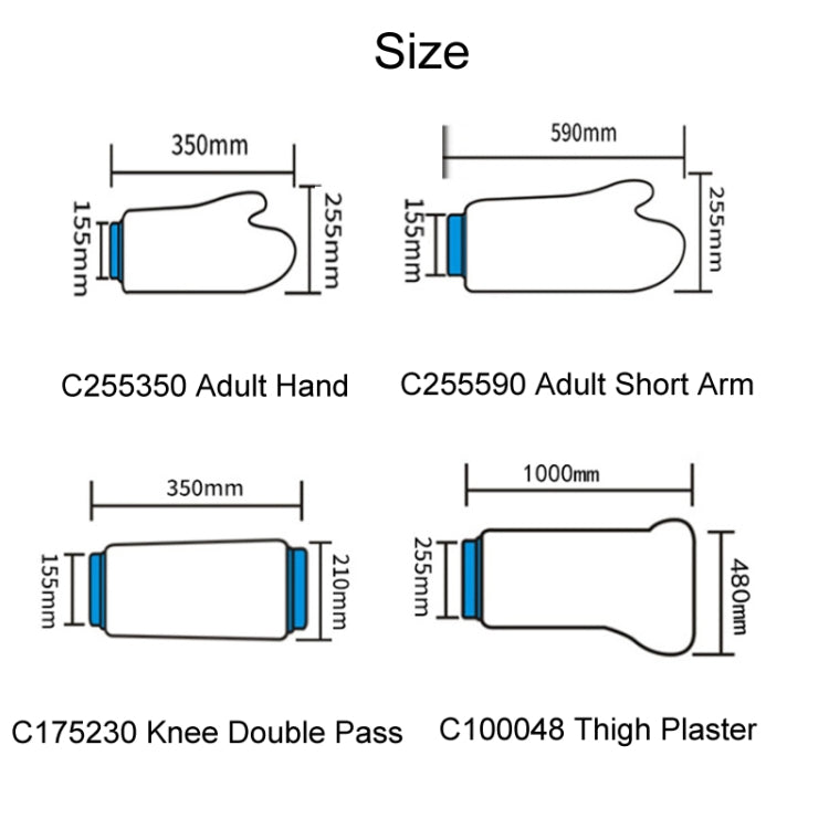 Fracture Waterproof Plaster Postoperative Bathing Protection, C255350 Adult Hand, C255590 Adult Short Arm, C175230 Knee Double Pass, C100048 Thigh Plaster