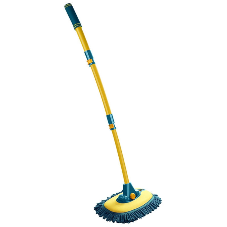 Curved Rod Car Wash Mop Retractable Cleaning Tool No Harm Car Special Soft Brush, Lake Green