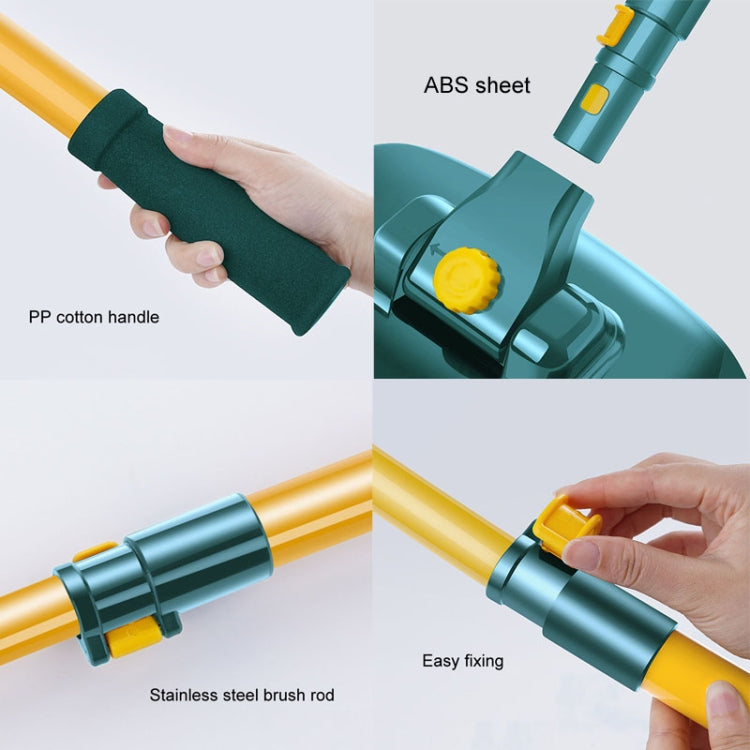Curved Rod Car Wash Mop Retractable Cleaning Tool No Harm Car Special Soft Brush, Lake Green