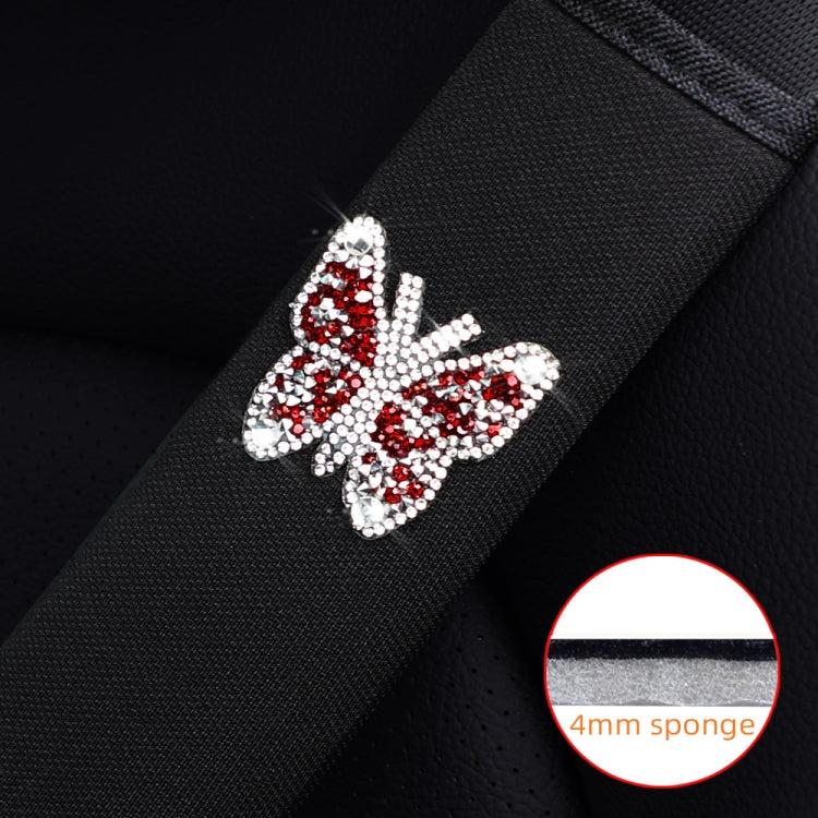 Car Seat Belt Cover Diamond Butterfly Shoulder Strap Cushion Cover, 6.5x23cm