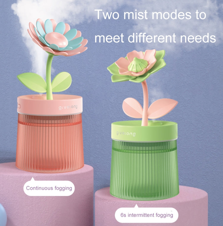 Flower Spray Hhydrating Colorful Atmosphere Light USB Aromatherapy Humidifier, Sunflower Pink, Sunflower Purple, Sunflower Green, Gardenia Pink, Gardenia Purple, Gardenia Green