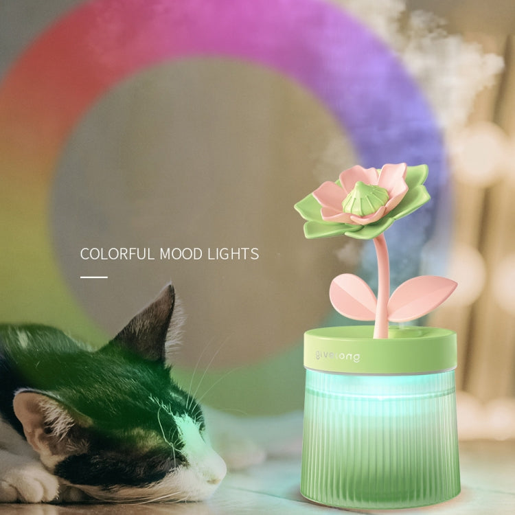 Flower Spray Hhydrating Colorful Atmosphere Light USB Aromatherapy Humidifier, Sunflower Pink, Sunflower Purple, Sunflower Green, Gardenia Pink, Gardenia Purple, Gardenia Green