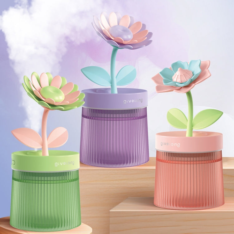 Flower Spray Hhydrating Colorful Atmosphere Light USB Aromatherapy Humidifier, Sunflower Pink, Sunflower Purple, Sunflower Green, Gardenia Pink, Gardenia Purple, Gardenia Green