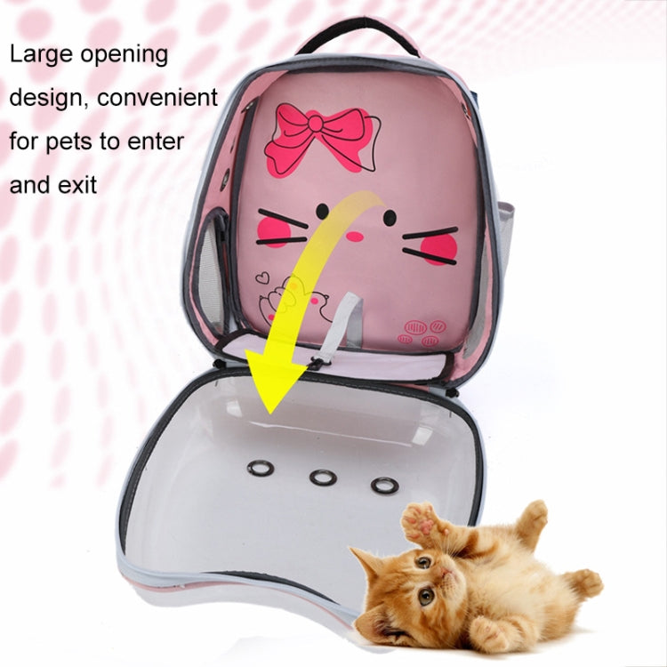 Cartoon Pattern Cat Transparent Pet Bag Space Capsule Portable Pet Backpack, Pink, Blue, Black, Grey
