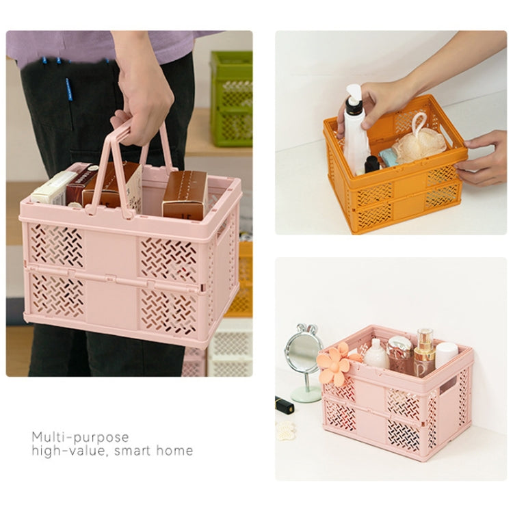 Stacking Folding Storage Baskets Home Kitchen Storage Bin Organizer With Handle, 24.4 x 18 x 1.4cm