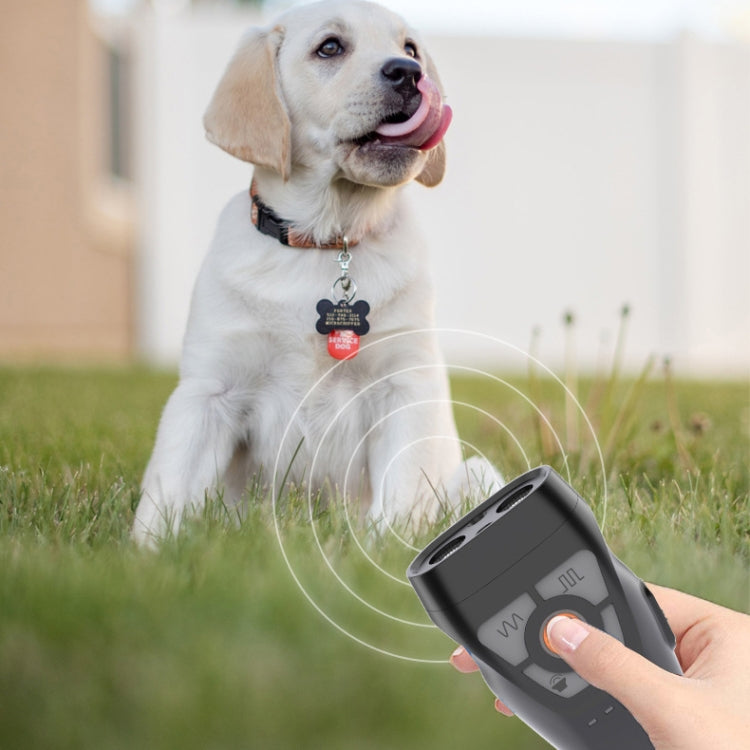 Dual Ultrasonic Repeller Pet Stop Barker With Mobile Power Supply Flashing Lighting Horn Function