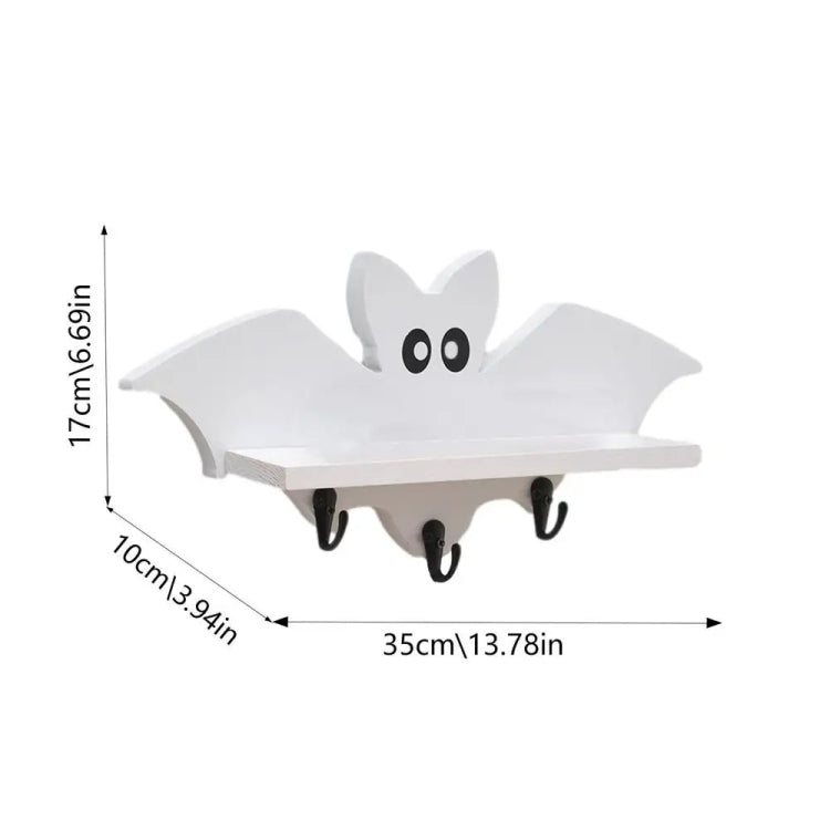 Cartoon Bat Shape Wooden Wall Mount Storage Rack Key Holder, 35x17cm